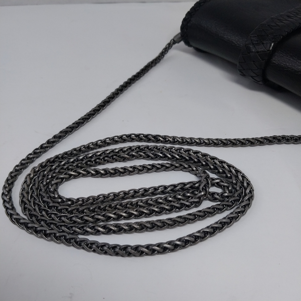 Vtg Home Interiors Special Edition Black Leather Mini Shoulder bag Metal Chain - Picture 10 of 10